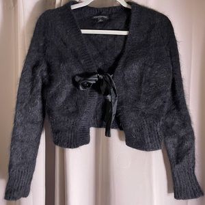 Black fuzzy cardigan sweater